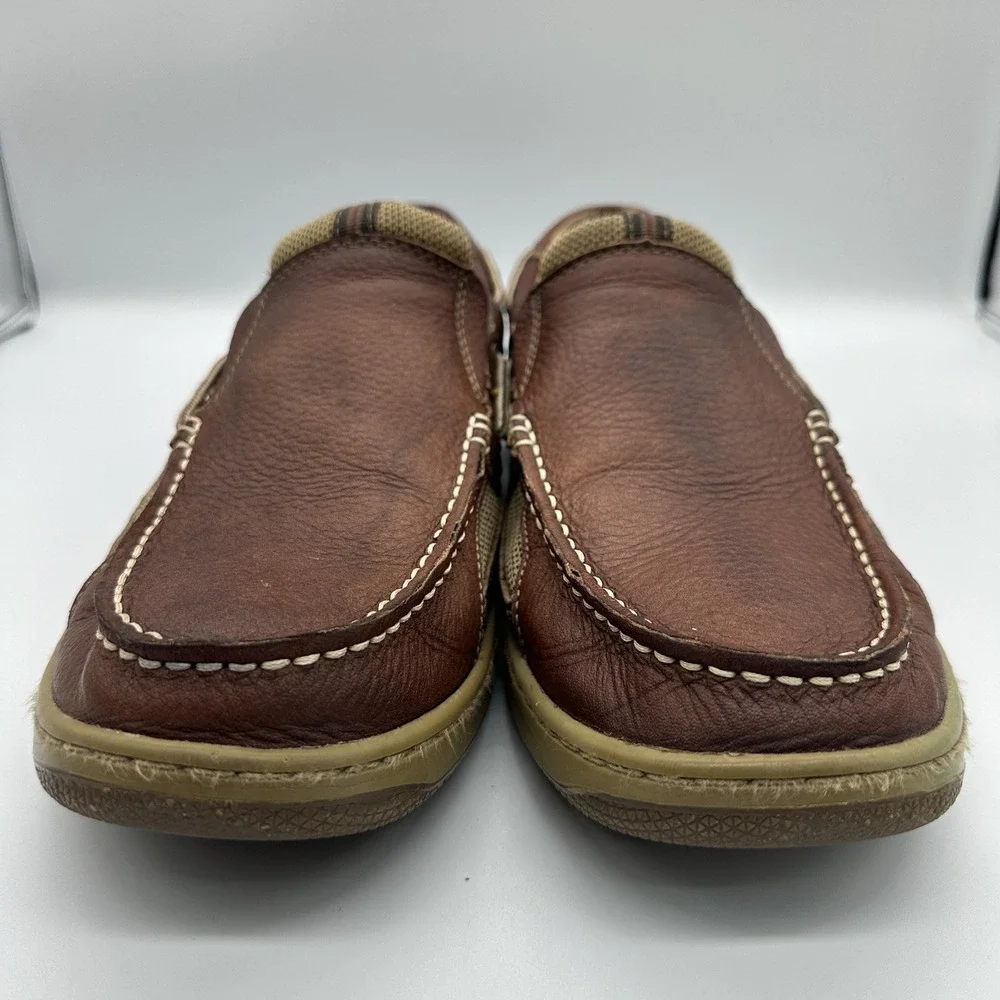 Bass Baron III Shoes Mens Size 13 Brown Leather Slip On Casual Boat Loafers