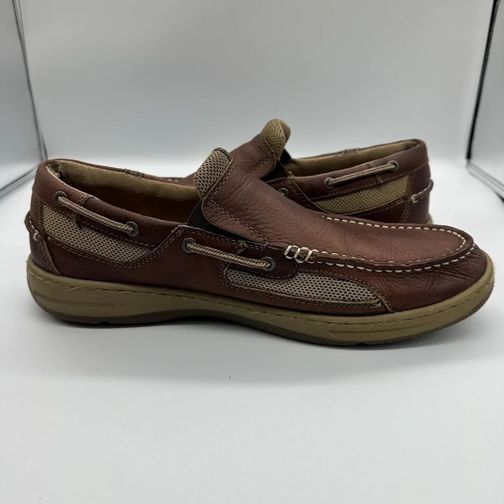 Bass Baron III Shoes Mens Size 13 Brown Leather Slip On Casual Boat Loafers