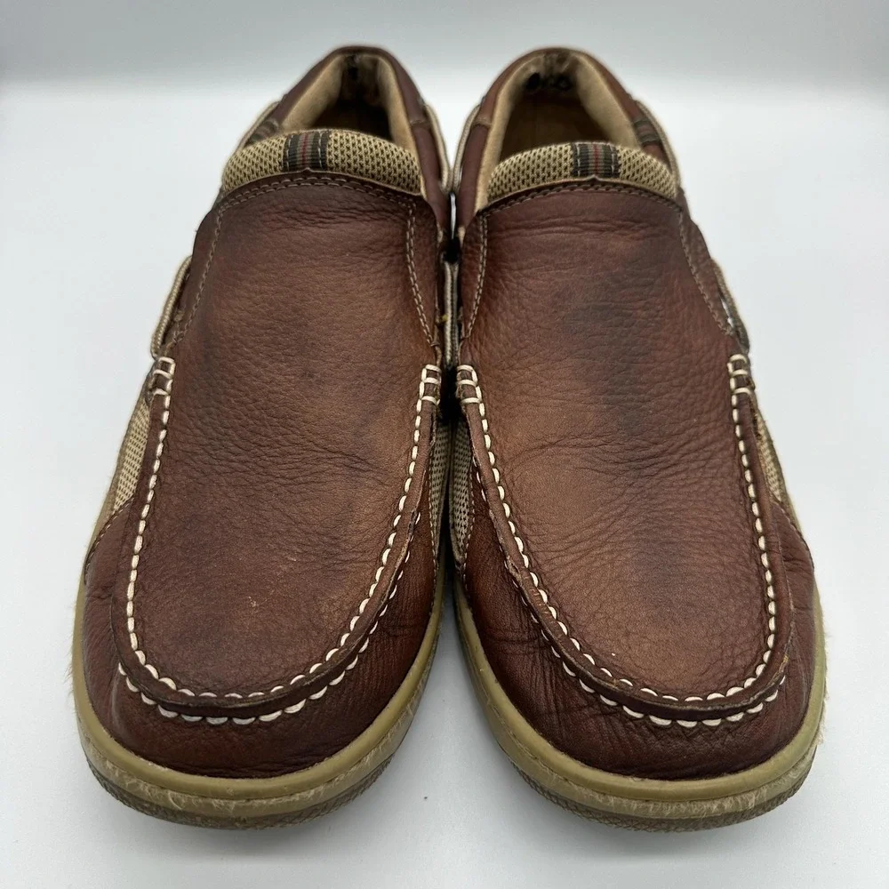 Bass Baron III Shoes Mens Size 13 Brown Leather Slip On Casual Boat Loafers
