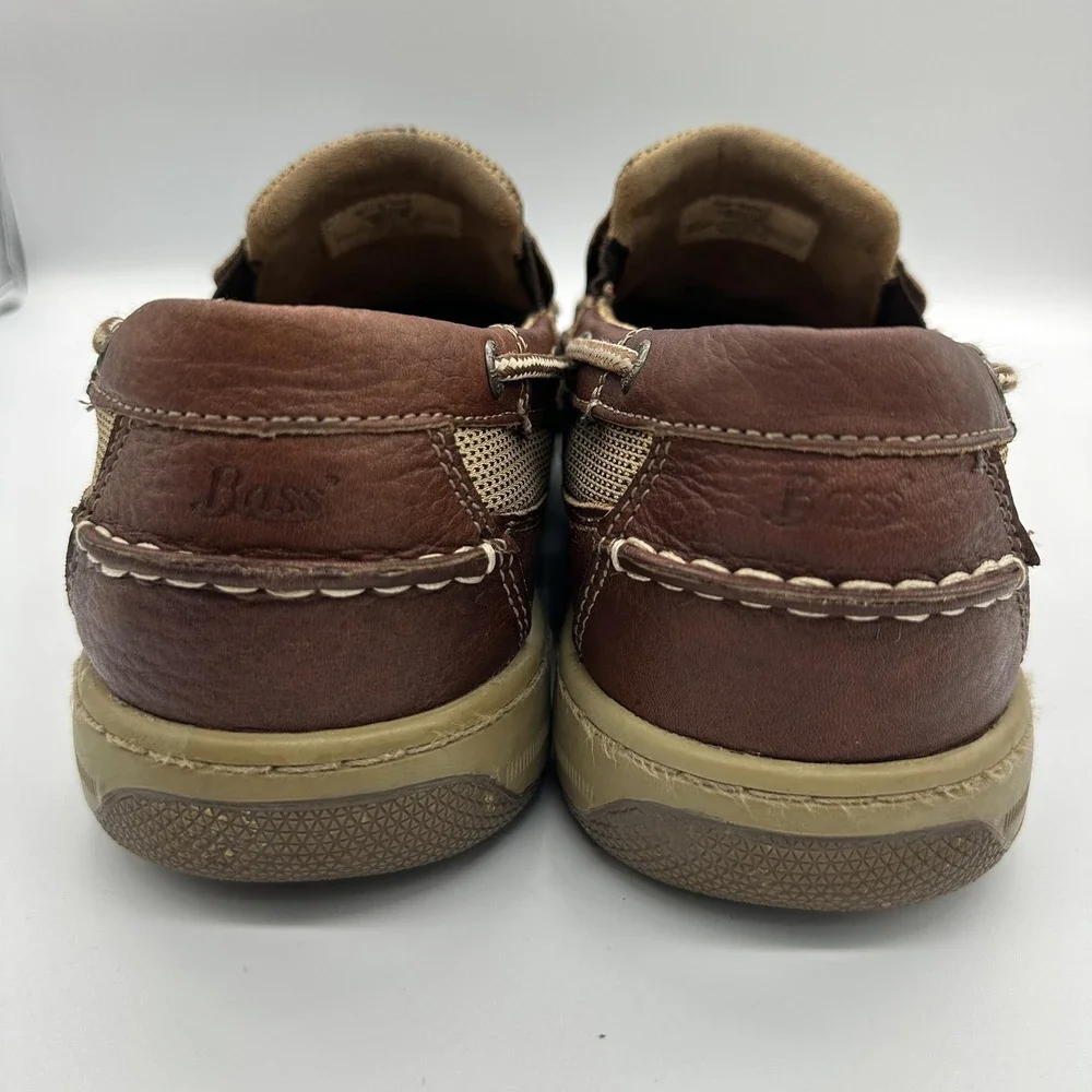 Bass Baron III Shoes Mens Size 13 Brown Leather Slip On Casual Boat Loafers