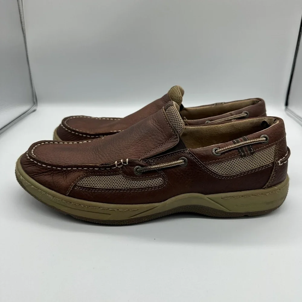 Bass Baron III Shoes Mens Size 13 Brown Leather Slip On Casual Boat Loafers
