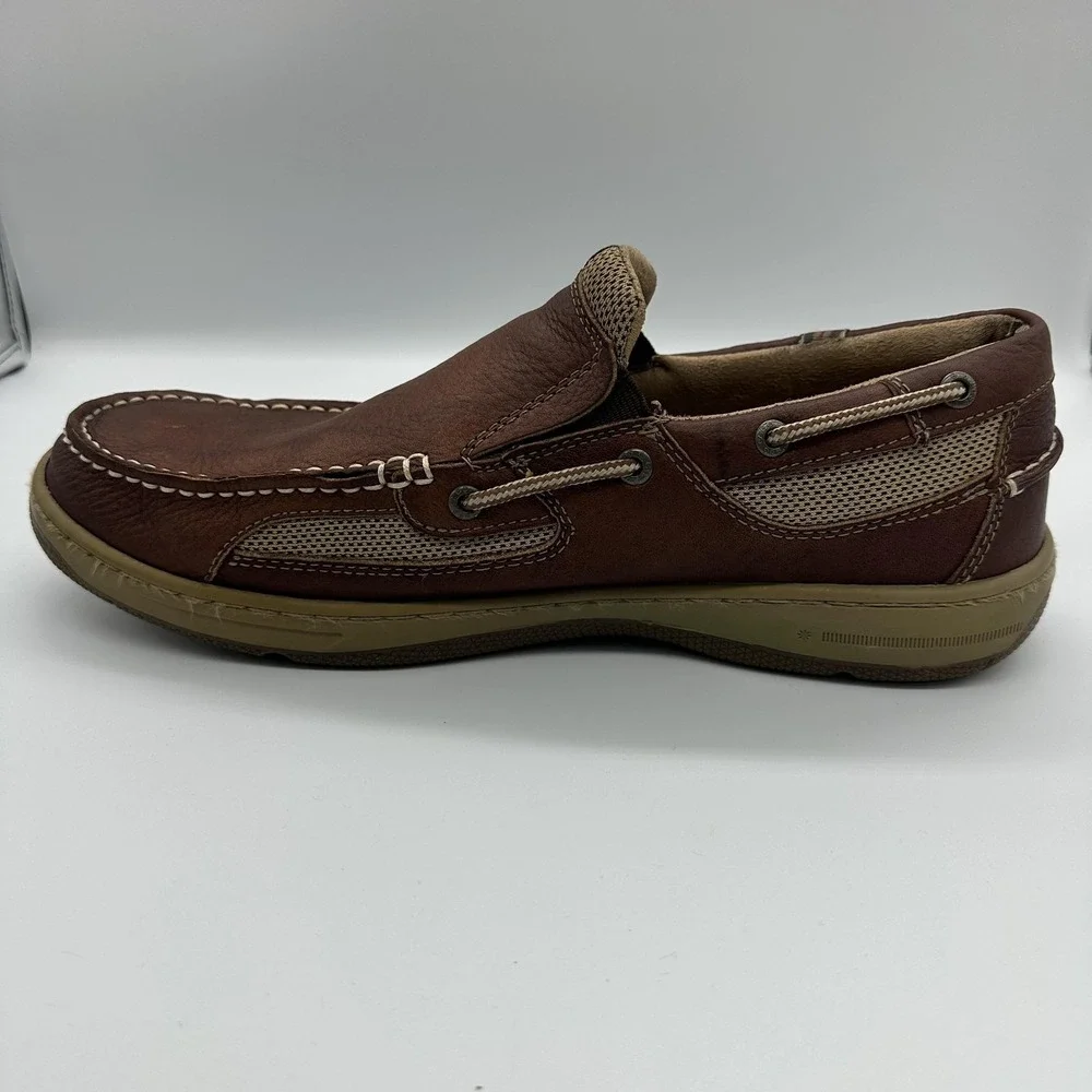Bass Baron III Shoes Mens Size 13 Brown Leather Slip On Casual Boat Loafers