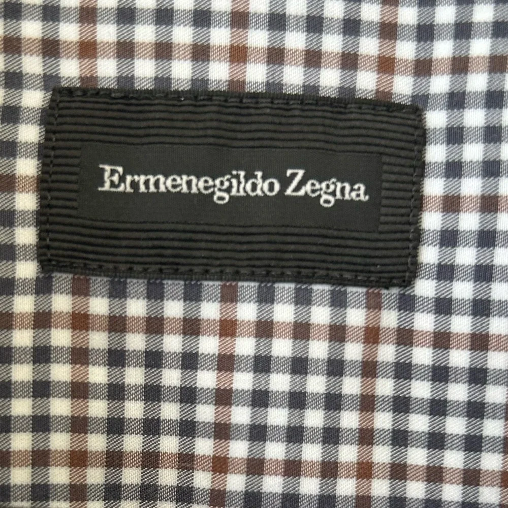 ERMENEGILDO ZEGNA Brown Checked Shirt Sz XL Preloved Excellent Condition