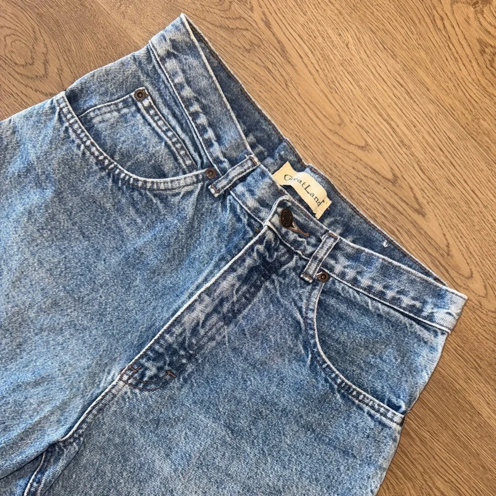 Vintage 90s Great Land 100% Cotton Denim Light Wash High Waist Shorts Size 30