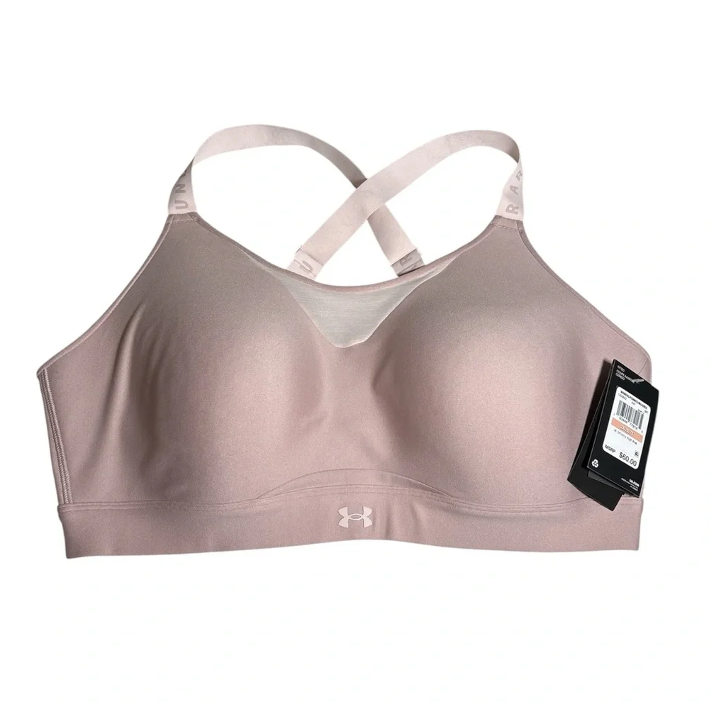 Under Armour Women's Light Pink Breathable Sports Bra,Size 2X,Made in Vietnam