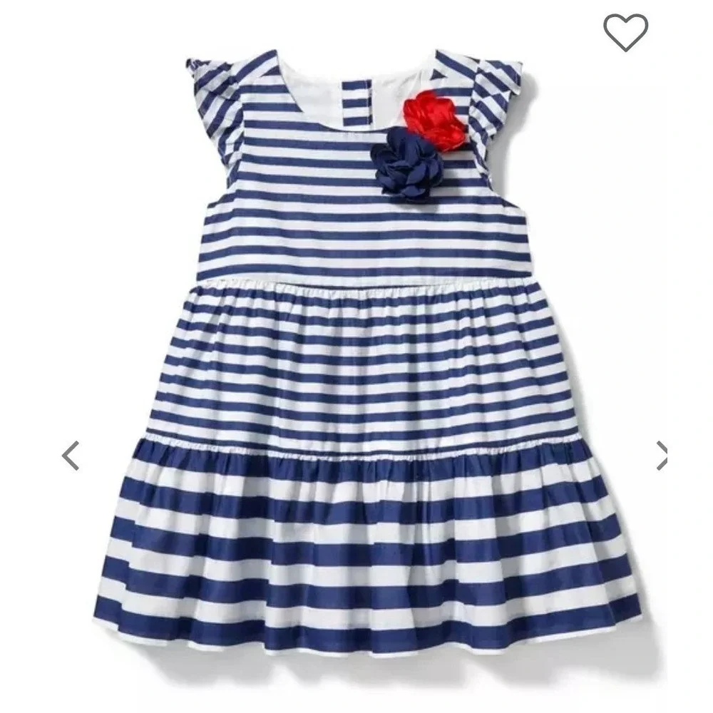 Janie and Jack dress 6 Girls Holiday 4th Of July Memorial Red White Blue Striped