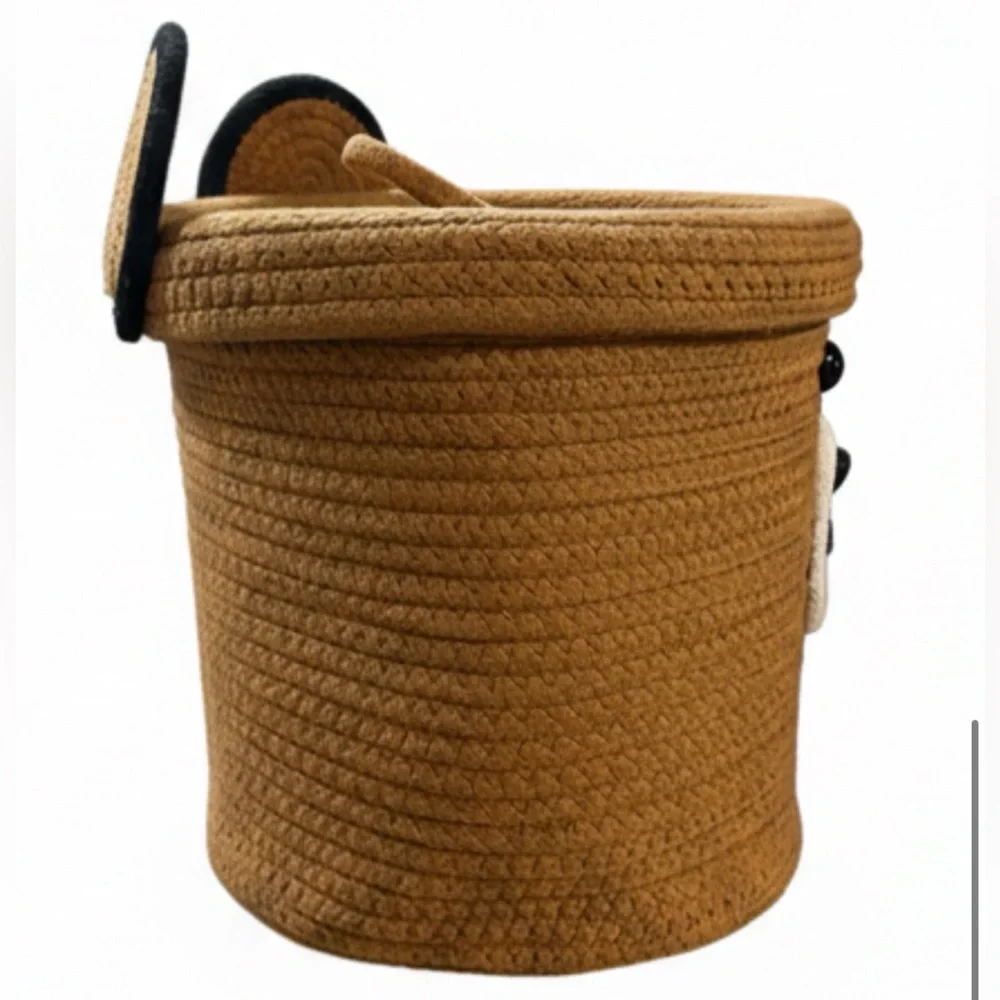 Foldable woven rope bear storage basket