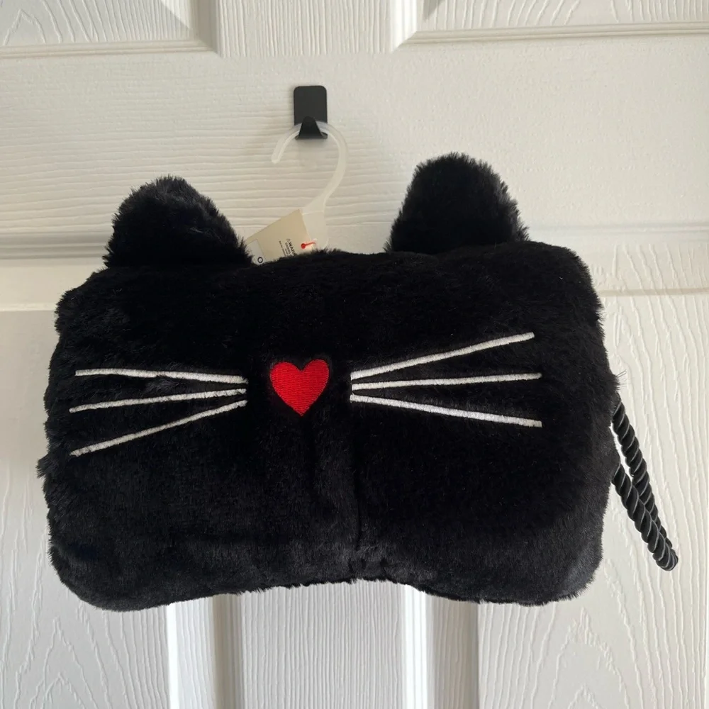 NWT Cat & Jack Black Cat Theme Faux Fur Hand Mit