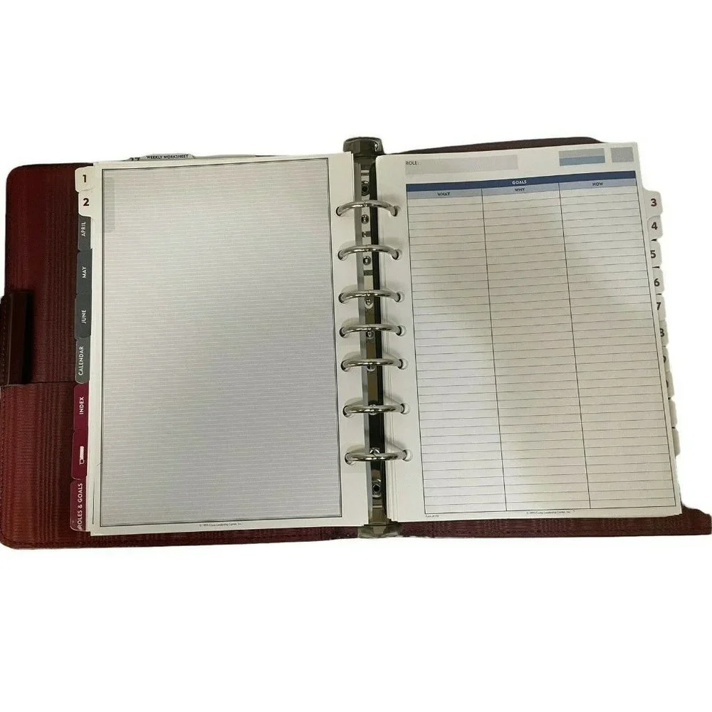 Covey Leadership Center Seven Habits Organizer Unisex Burgundy Leather 7-Ring
