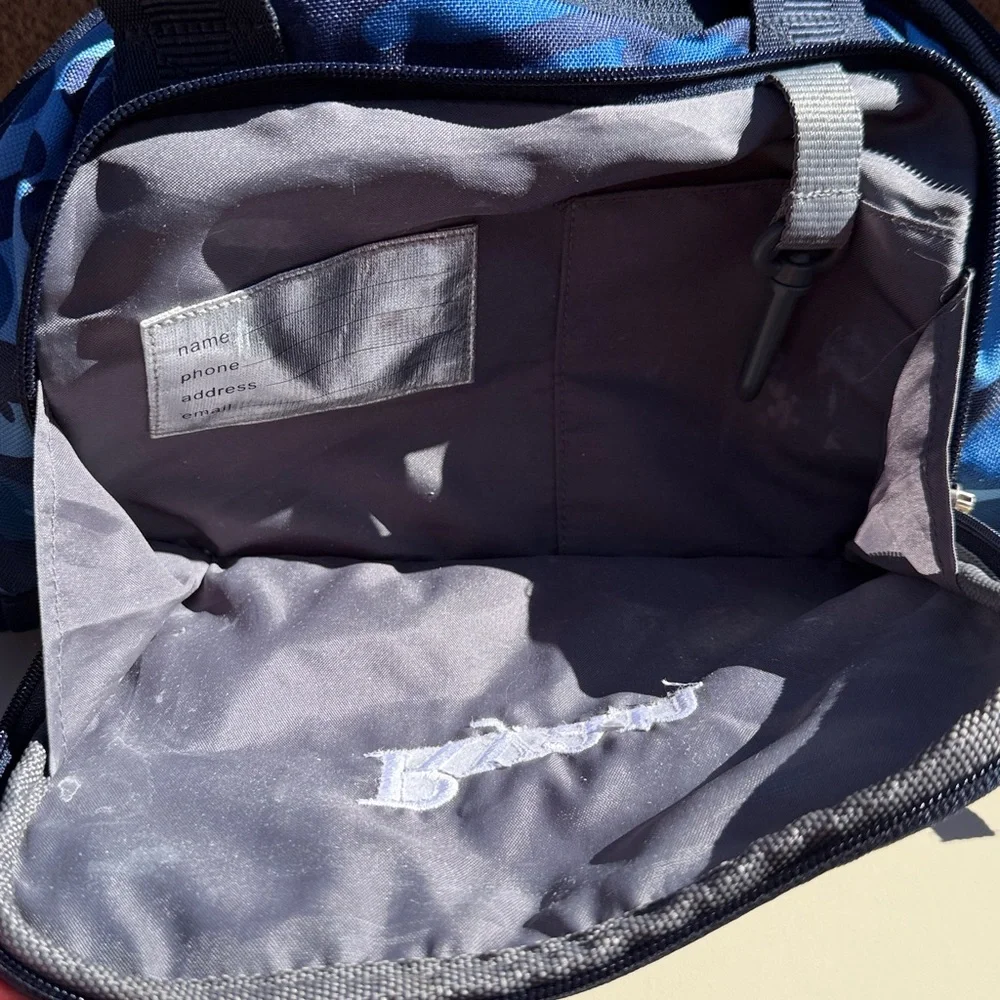 Pottery Barn Kids Blue Camouflage Duffle Bag Personalized “Ryan” Gym Travel Bag