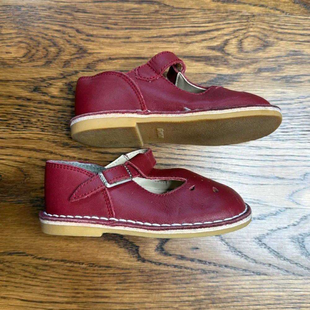 L'Amour Girls Joy Red Leather T-Strap Mary Kanes Kids Dress Shoes 8-9