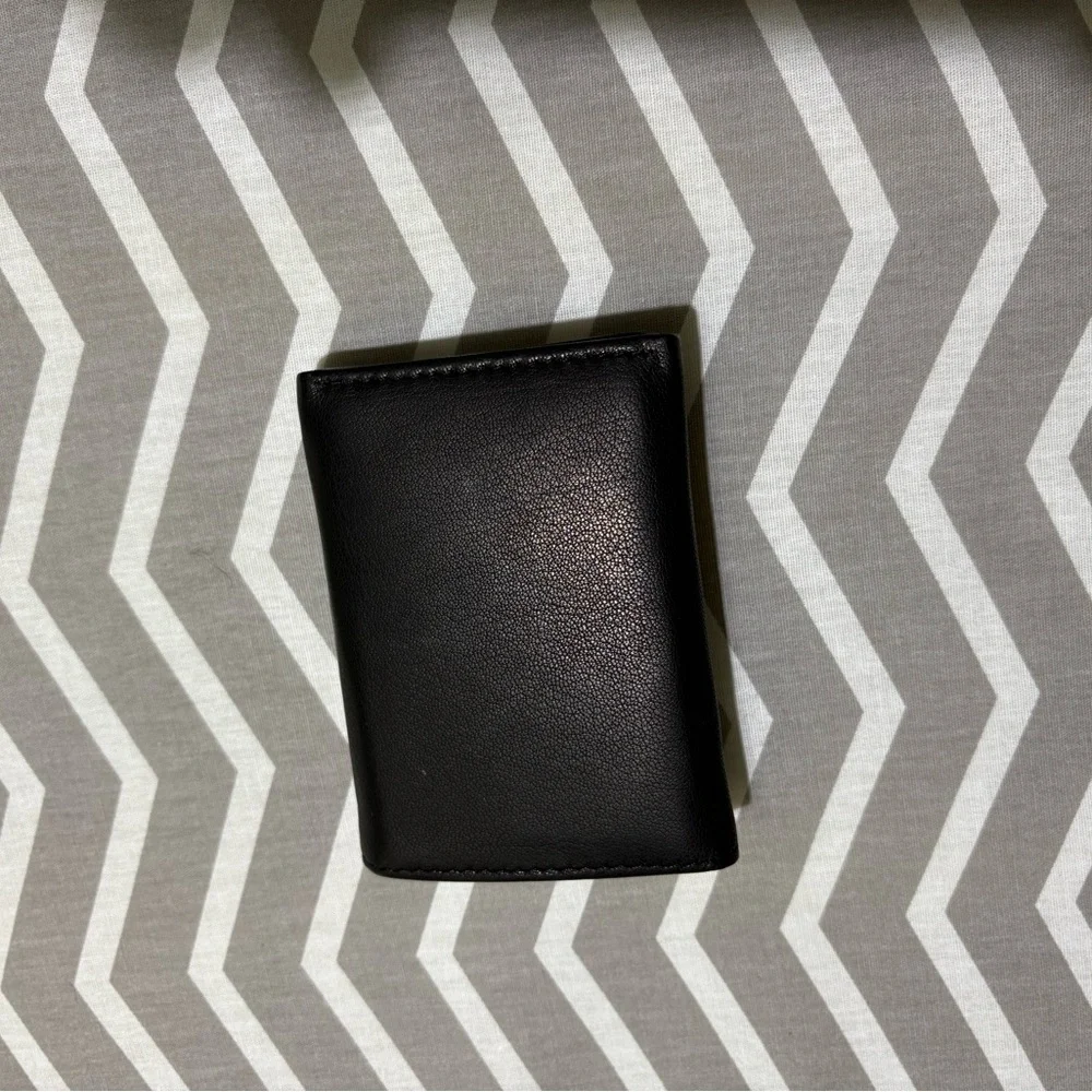 True Religion Black Leather tri fold wallet
