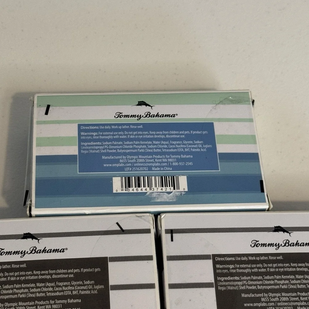 3-Pack Tommy Bahama ~ Sea Salt Bar Soap for Men with Essential Oils 10 oz Each