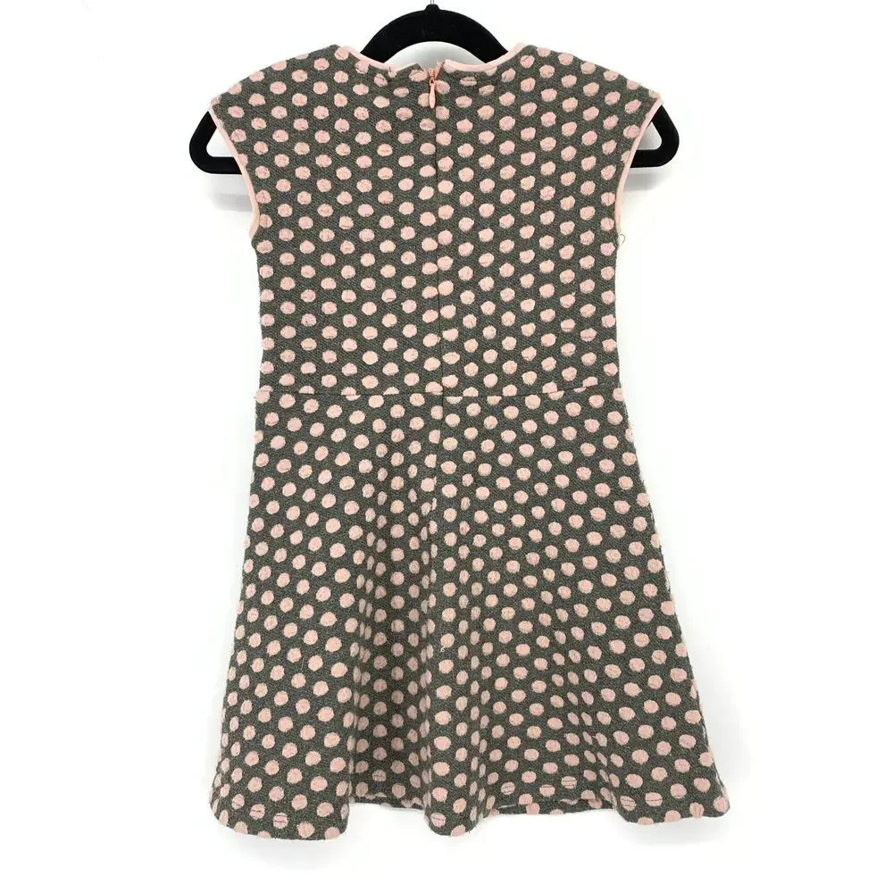 C&A Smart & Pretty Fit & Flare Dress Girls Size 104 US 4T Gray Pink Polka Dot