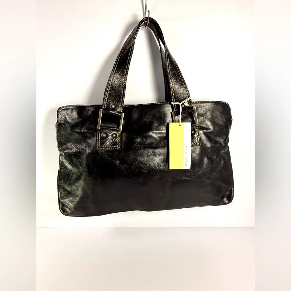 Francesco Biasia Black Leather Briefcase