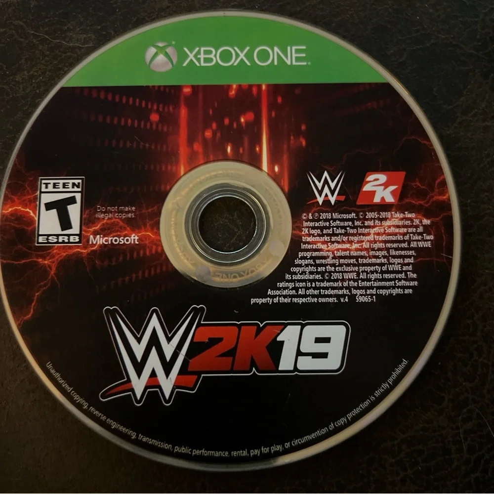 Microsoft Xbox One WWE 2K19 Game Disc - Red and Black