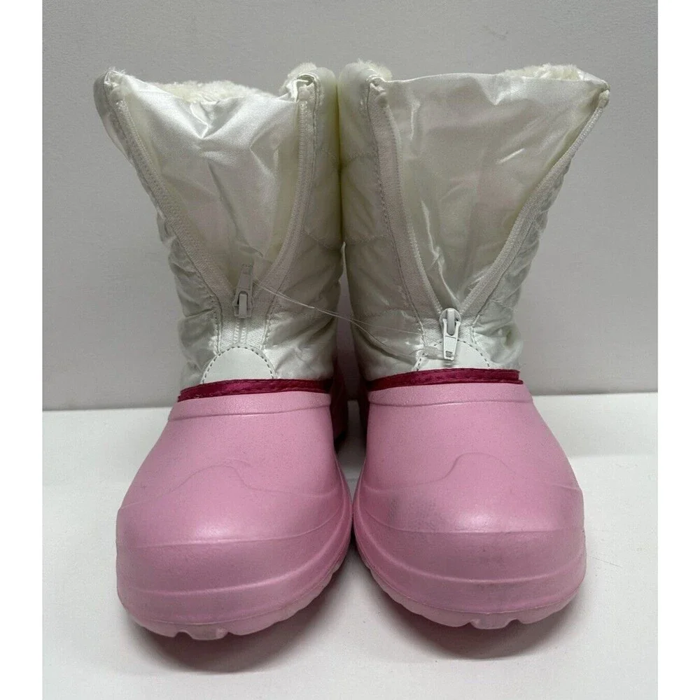 The doll maker Girls size 3 pink & white zip Up snow/rain boots