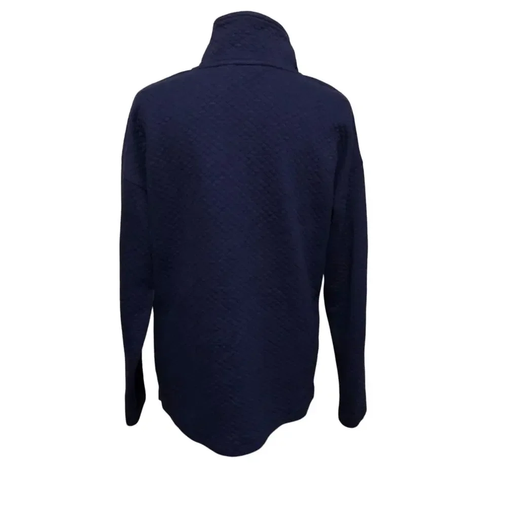 L.L. Bean Quilted 1/4 Zip Pullover Sweatshirt Women's Size M Navy Outdoor Hiking