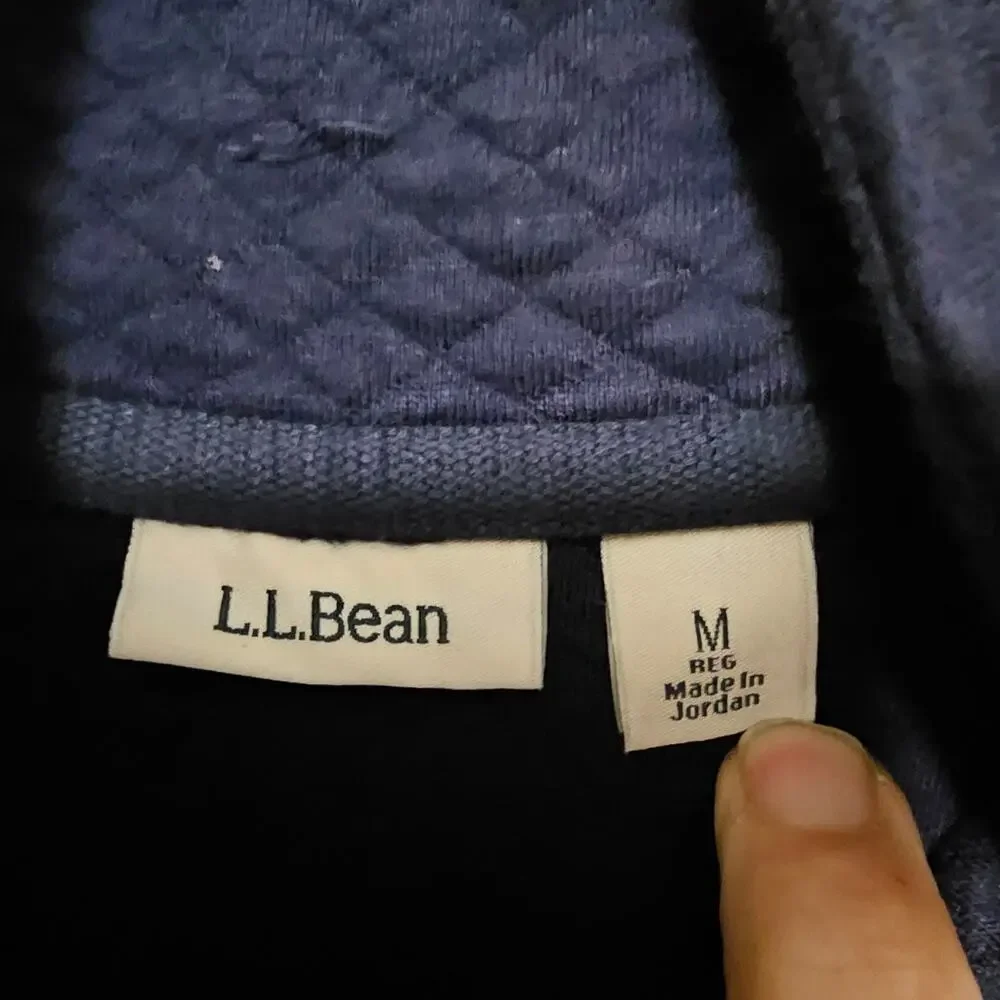 L.L. Bean Quilted 1/4 Zip Pullover Sweatshirt Women's Size M Navy Outdoor Hiking