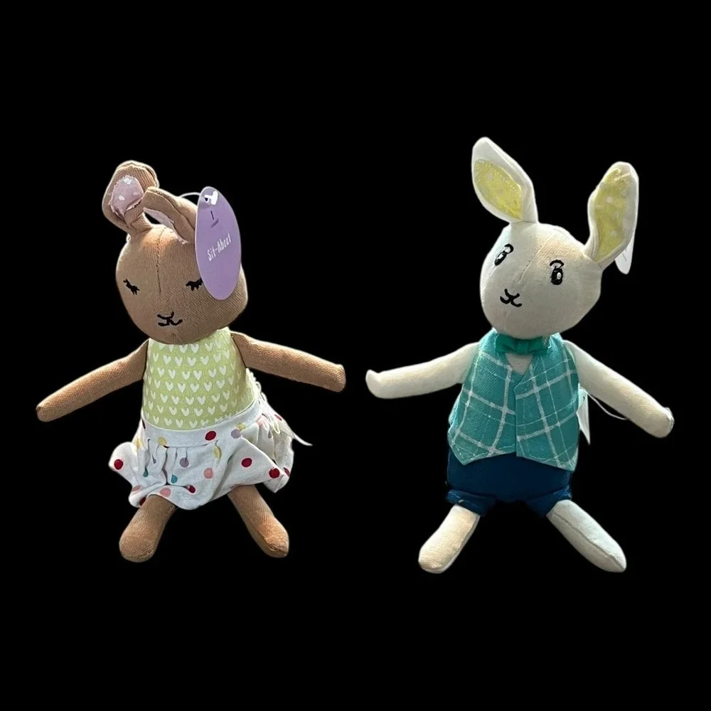 Target Easter Bunny Sit-About Plush Set White Brown 234280243 NEW