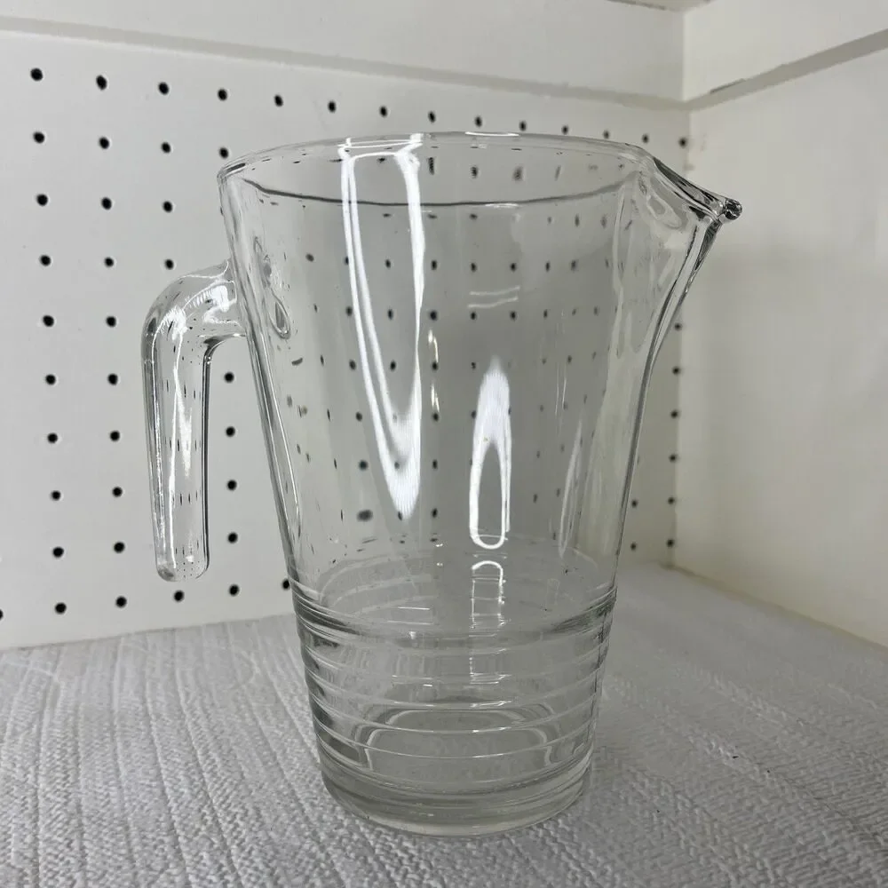 Ikea Clear Glass Svepa Pitcher 32 oz Embossed Ribbed Rings Discontinued
