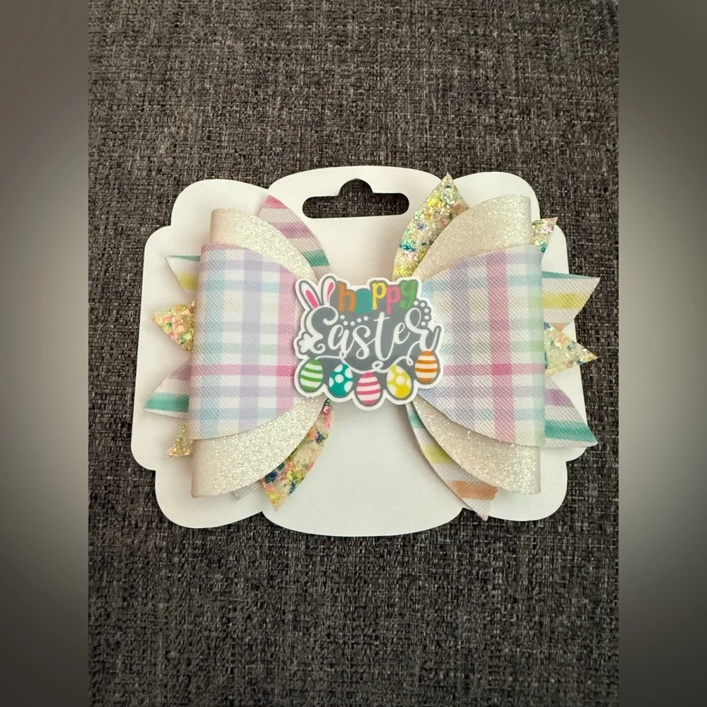 Hand Crafted Pastel Plaid Easter Hair Bow