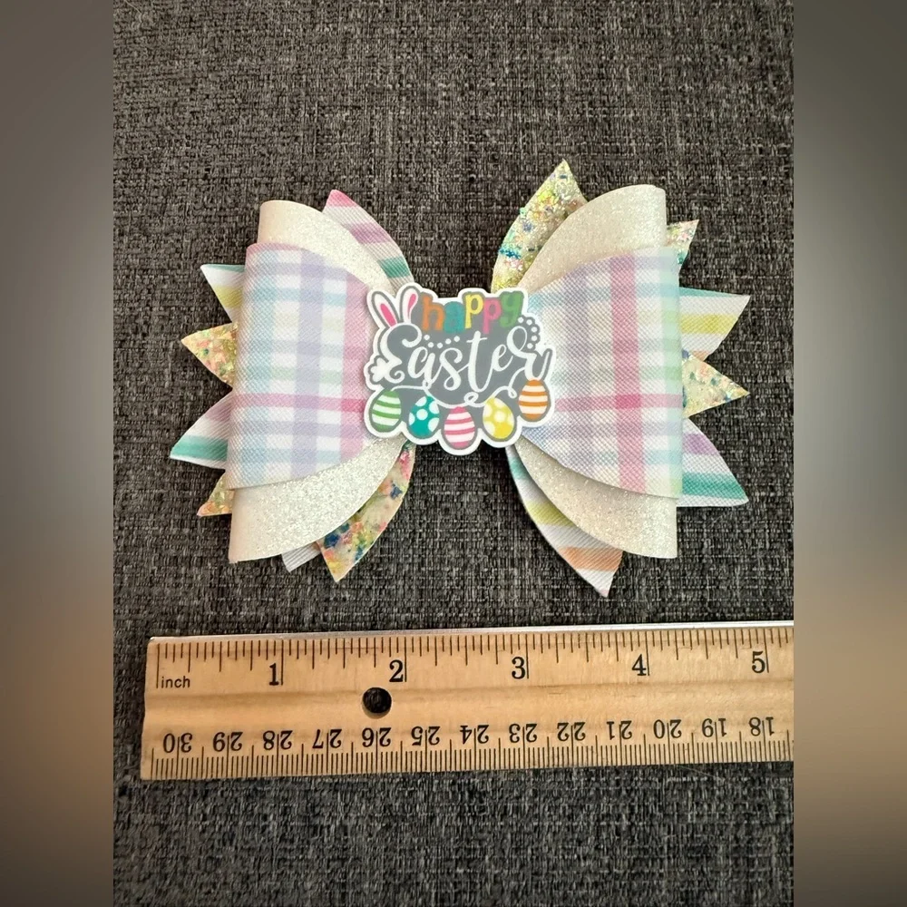 Hand Crafted Pastel Plaid Easter Hair Bow