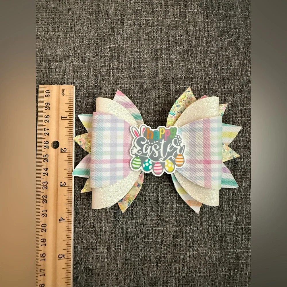 Hand Crafted Pastel Plaid Easter Hair Bow