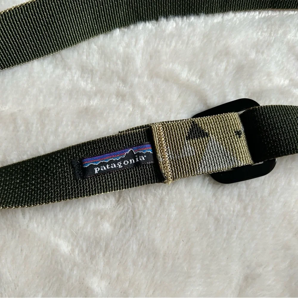 Patagonia green gray triangle woven webbing belt childs 27