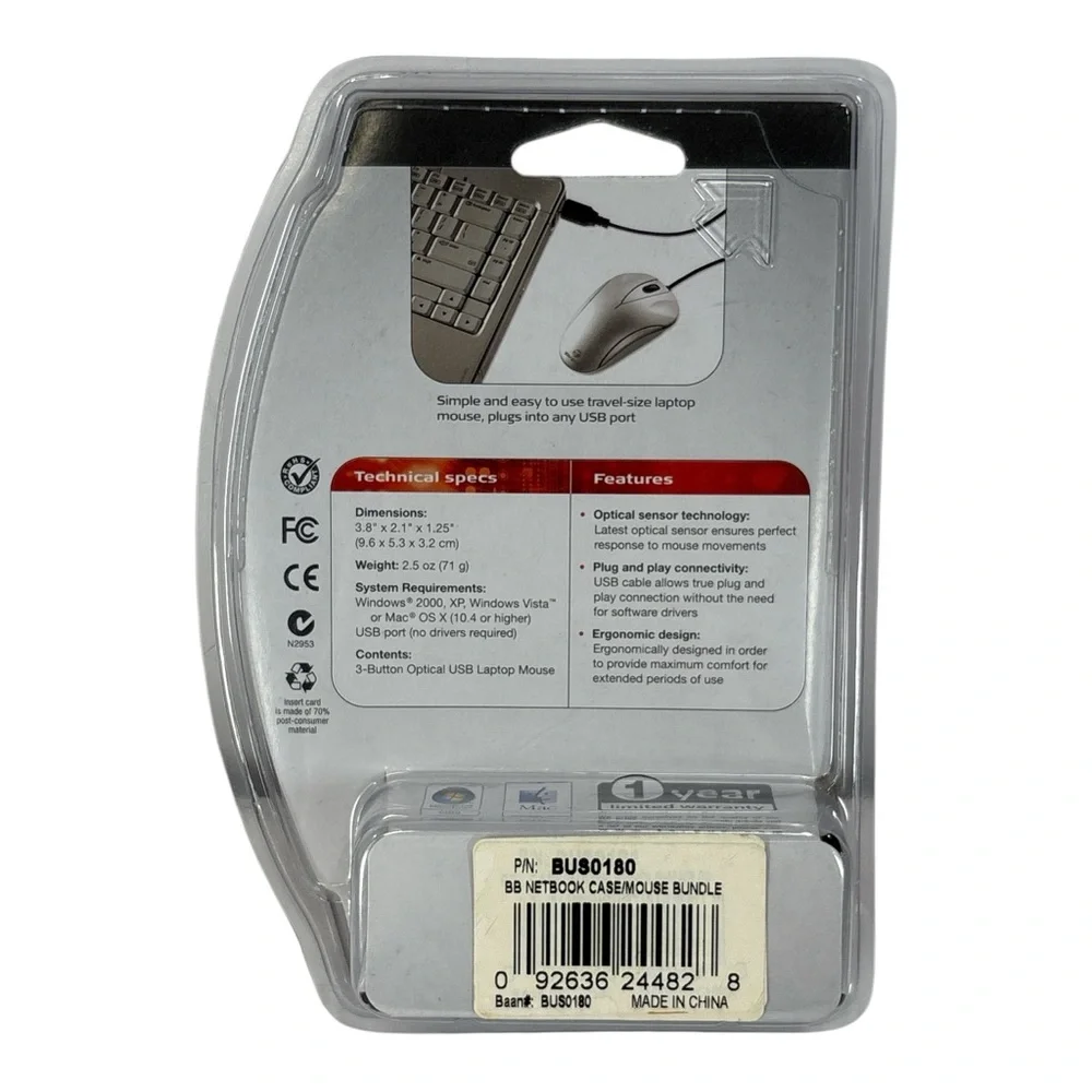 Targus 3-Button Optical USB Laptop Notebook Mouse NIP SEALED PC/Mac