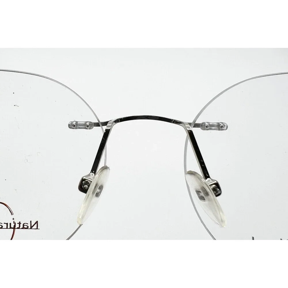 Naturally Rimless Eyeglasses Stainless Steel Round Clear Lenses 52-17-140 BLCK