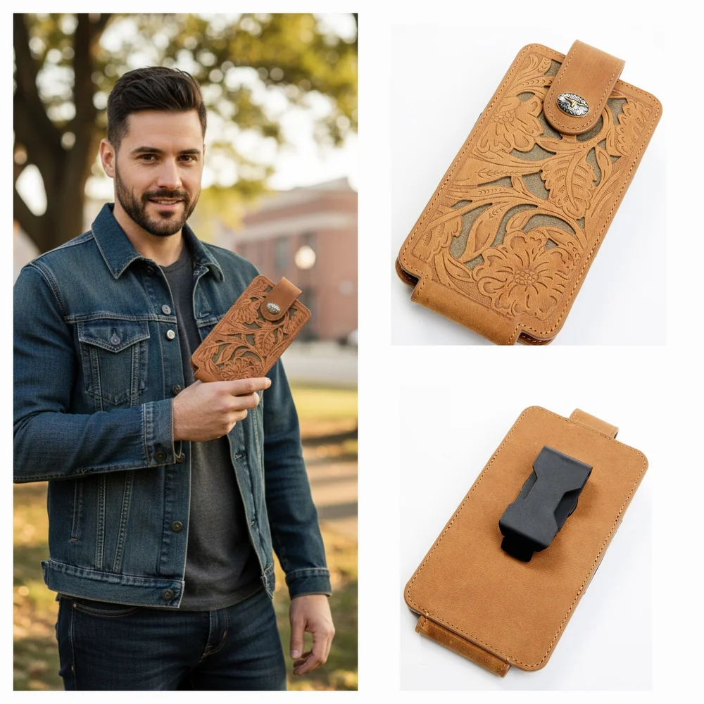 Tan Leather Phone Holster
