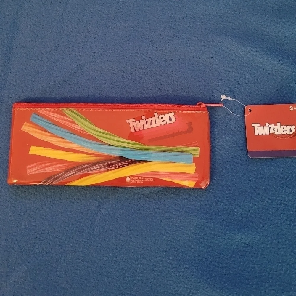 Twizzlers Licorice Plastic Vinyl Zipper Rectangle Pencil Case Makeup Bag NWT