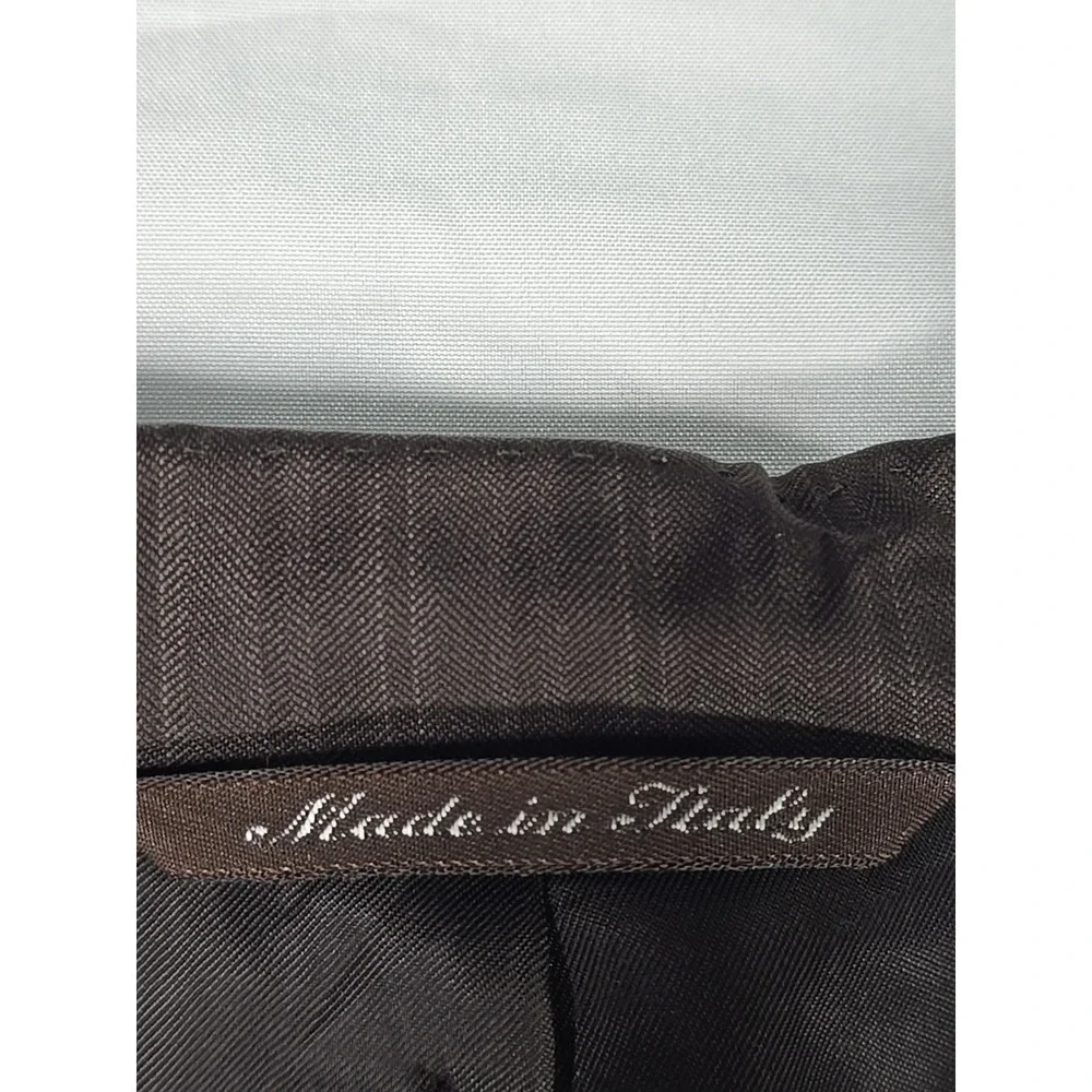 Canali Italy Super 120 Brown Pinstripe Bold Jacket Coat 52 L