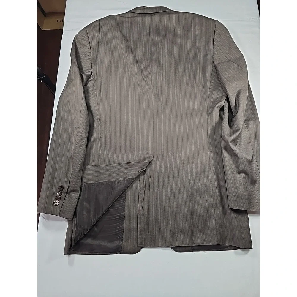 Canali Italy Super 120 Brown Pinstripe Bold Jacket Coat 52 L