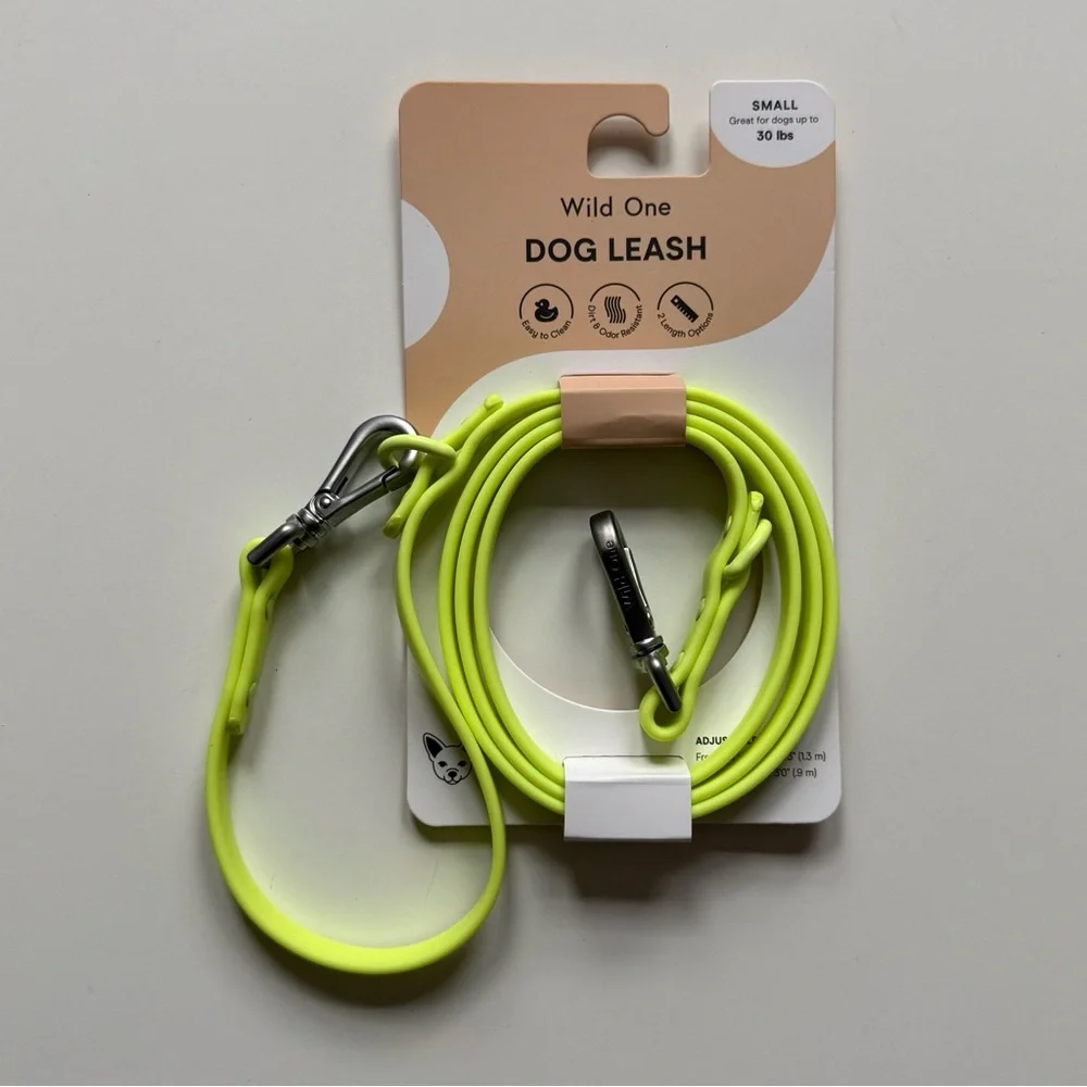 Wild One Adjustable Waterproof FlexPoly Coated Nylon Dog Leash - Small - Limeade