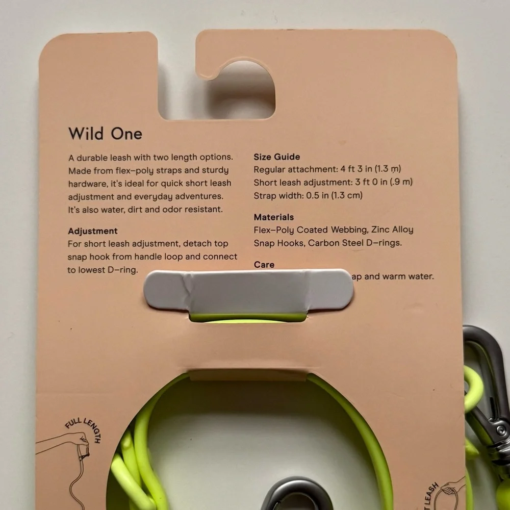 Wild One Adjustable Waterproof FlexPoly Coated Nylon Dog Leash - Small - Limeade