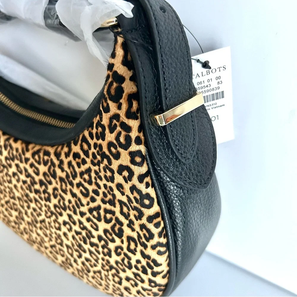 🍂NWT Talbots Leopard Calf Hair Crescent Shoulder Bag