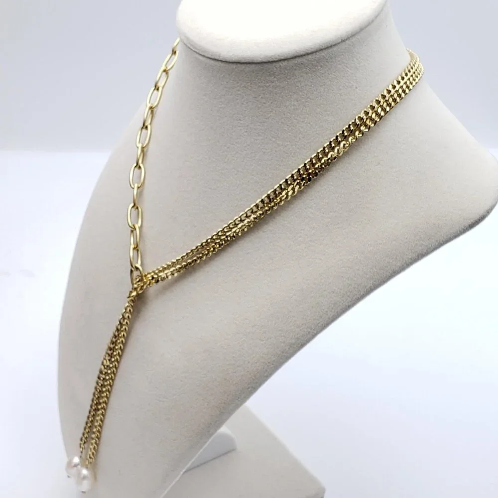 Stainless Steel Gold-Plated Necklace with Authentic Louis Vuitton Padlock