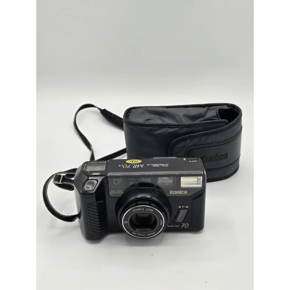 Vintage Konica MR. 70 LX Dual Lens Point & Shoot 35mm Film Camera‎ w/ Case
