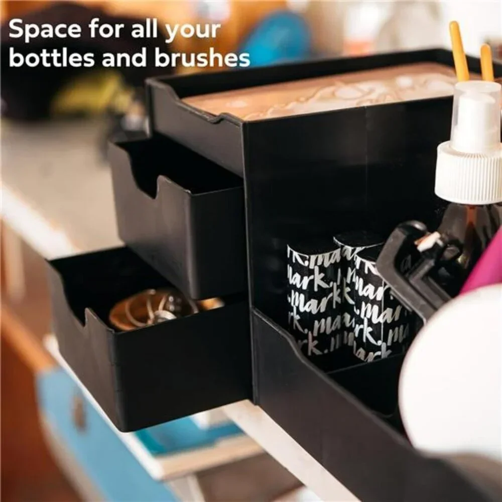 Uncluttered Designs Vanity Organizer Black Drawer Storage for Men Bathroom