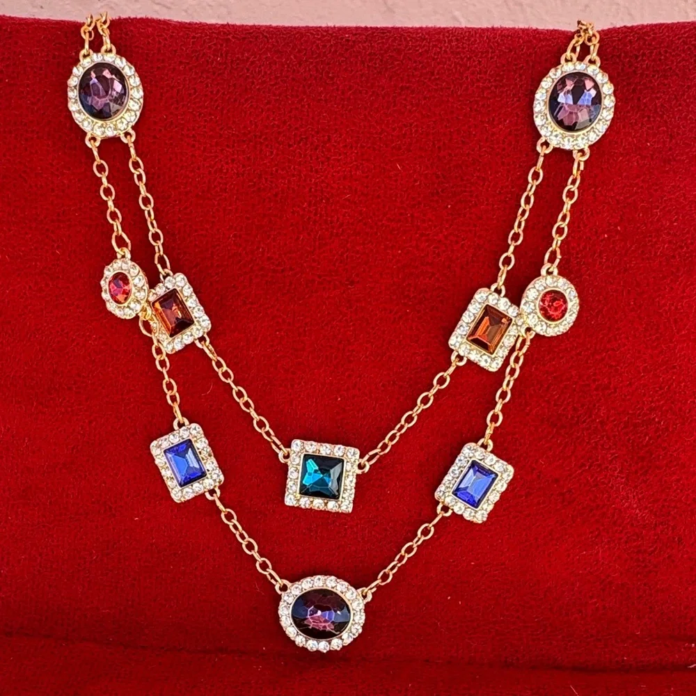 NEW Monet Gold Multi-Color Gemstone Necklace