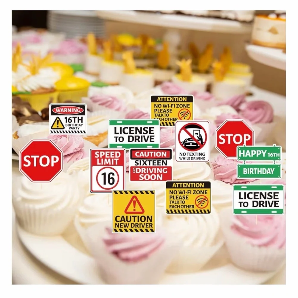 16th Birthday Party cake/cupcake toppers