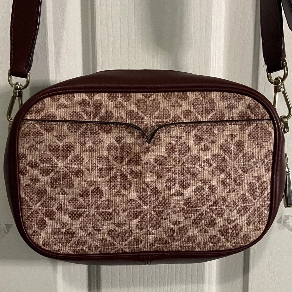 Kate Spade Burgundy and Tan Crossbody Bag
