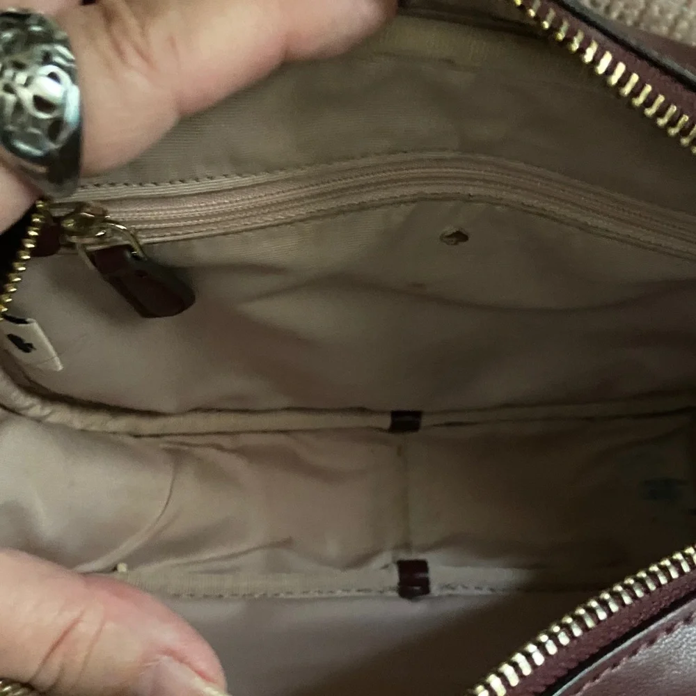 Kate Spade Burgundy and Tan Crossbody Bag