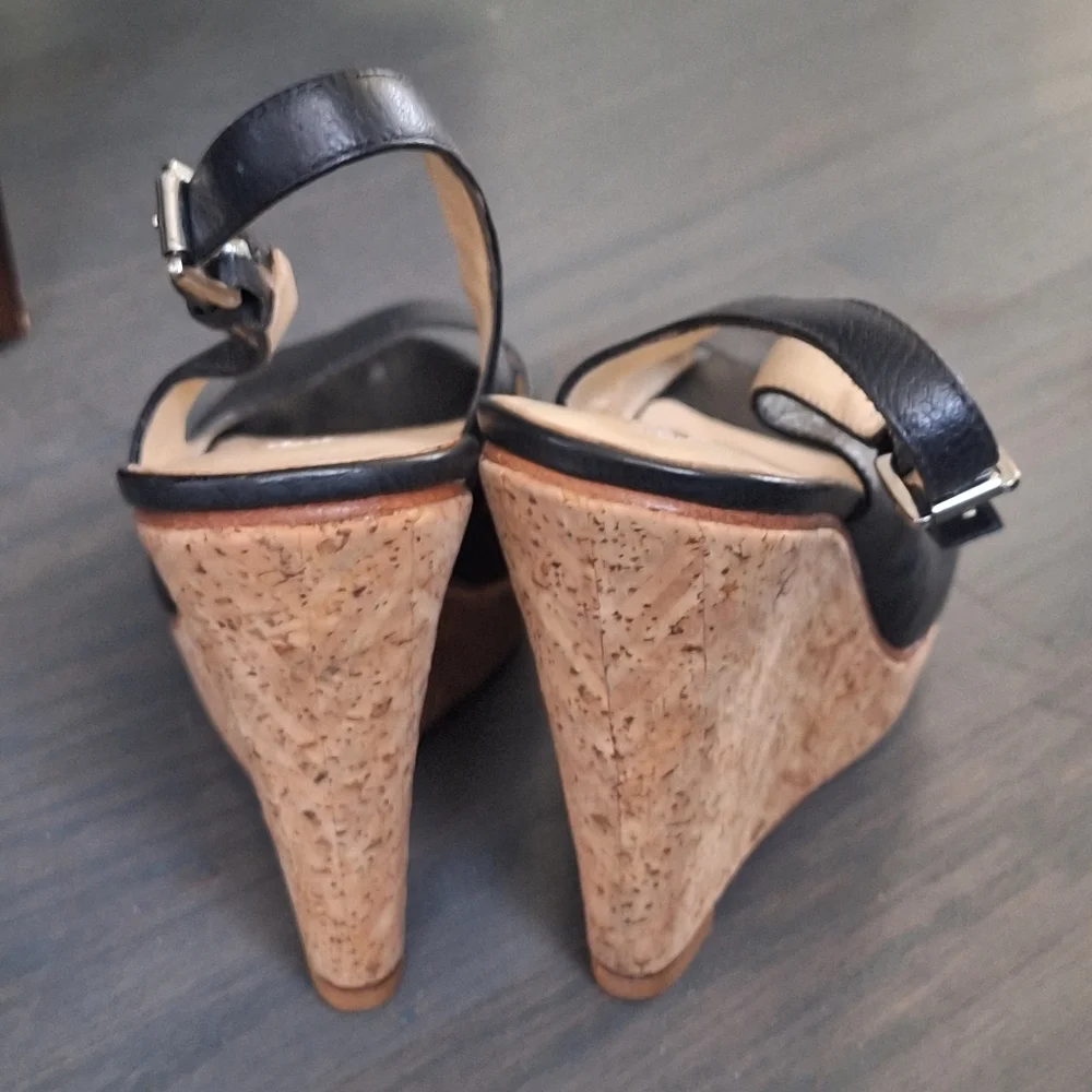 Charles By Charles David Black and Tan Wedge Shoes 8.5
