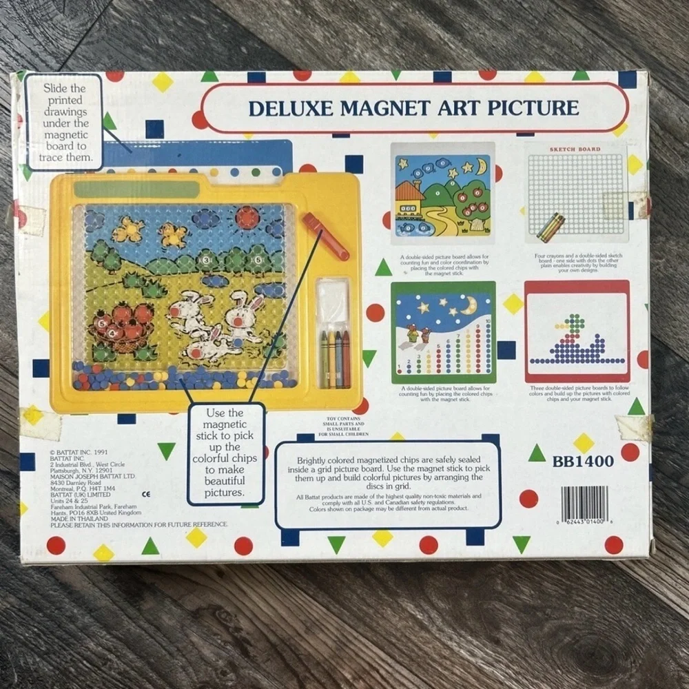 Vintage Deluxe Magnet Art Picture Board Colorful Hand Eye Coordination Ages 3+
