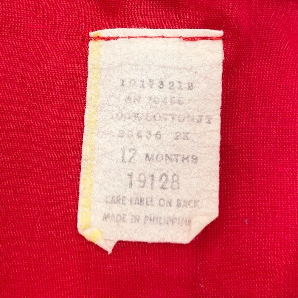 Vintage 90s Baby Togs Red Corduroy Overalls 12 Months Varsity Moose Patch Cotton