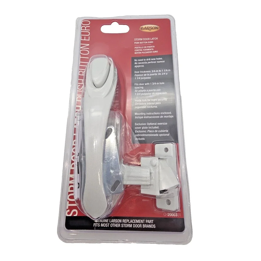 Larson Storm Door Latch Push Button EURO Fits Most Other Brands White 0923041724