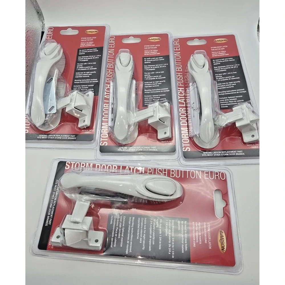 Larson Storm Door Latch Push Button EURO Fits Most Other Brands White 0923041724